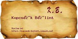 Kopcsák Bálint névjegykártya